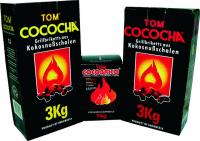 TOM Cococha Naturkohle 3kg - gelbe Schrift - kleine W&uuml;rfel